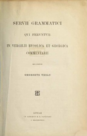 Servii grammatici qui feruntur in Vergilii carmina commentarii : Recensuerunt Georgius Thilo et Herm. Hagen, 3,1