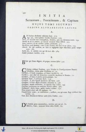 Initia Sermonum, Precationum, & Capitum Latinae.