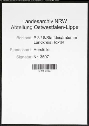 Sterberegister Standesamt Herstelle