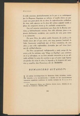 Romancero gitano : [Reseña de] "Romancero gitano" por Federico García Lorca, Edición de "La Revista de Occidente". - Madrid, 1928.