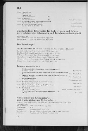 Aufbaustudium Kriminologie und Kontaktstudium Kriminologie