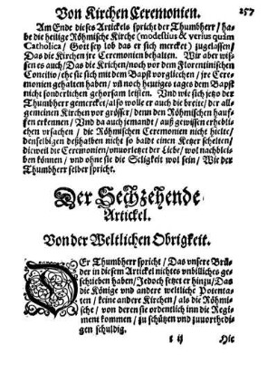 Der Sechzehende Artickel. Von der Weltlichen Obrigkeit.