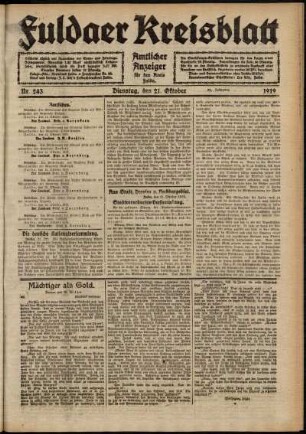 Ausgabe vom Dienstag, den 21. Oktober 1919.
