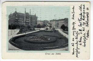 Gruss aus Stettin. Rathaus u. Grüne Schanze