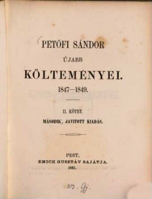 Petőfi Sándor újabb költeményei : 1847 - 1849. 2