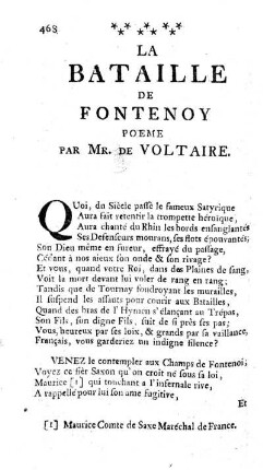 La Bataille de Fontenoy poeme