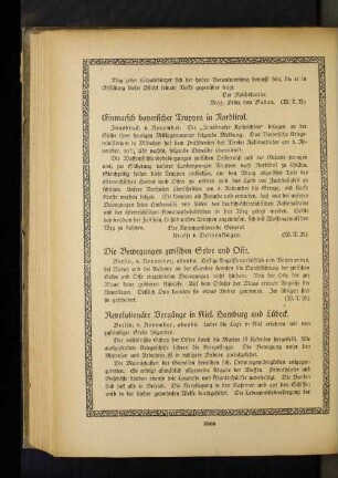 Revolutionäre Vorgänge in Kiel, Hamburg und Lübeck.