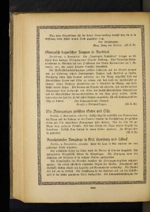 Revolutionäre Vorgänge in Kiel, Hamburg und Lübeck.