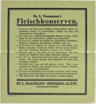 Merkblatt zur Verwendung von Fleischkonserven