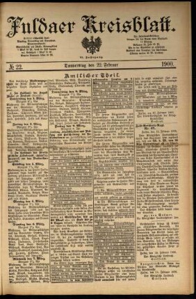 Erste Ausgabe vom Donnerstag, den 22. Februar 1900.