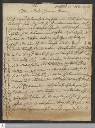 Brief von Heinrich XXIII. v. Reuß-Lobenstein an Ulrich Bogislaus v. Bonin.