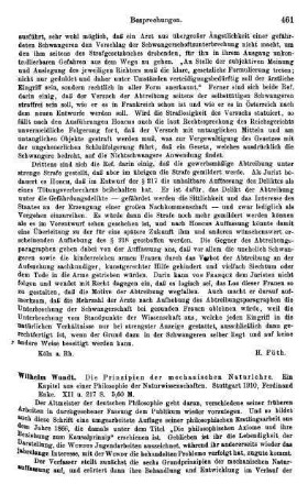 461-462, Wilhelm Wundt. Die Prinzipien der mechanischen Naturlehre. Ein Kapitel aus einer Philosophie der Naturwissenschaften. 1910