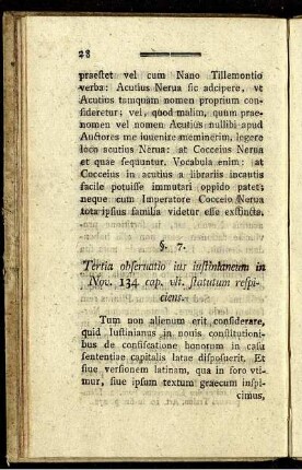 §. 7. Tertia observatio ius iustinianeum in Nov. 134. cap. ult. statutum respiciens.