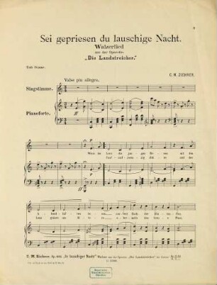 Sei gepriesen du lauschige Nacht! : Walzerlied : aus der OPerette "Die Landstreicher"