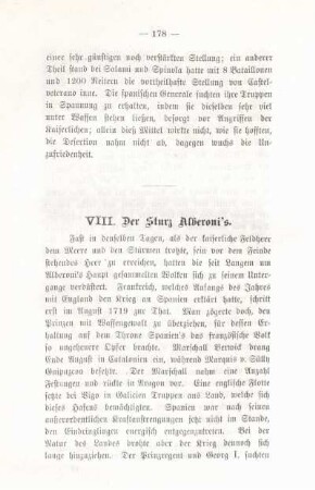 VIII. Der Sturz Alberoni's.