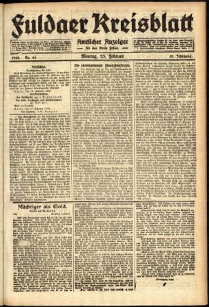 Ausgabe vom Montag, den 23. Februar 1920.