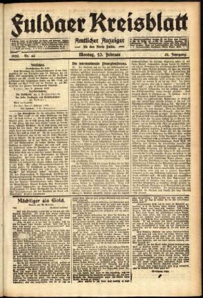 Ausgabe vom Montag, den 23. Februar 1920.