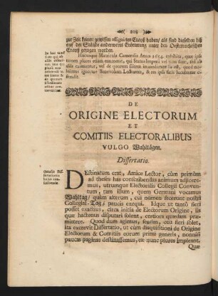De Origine Electorum Et Comitiis Electoralibus Vulgo Wahltägen.