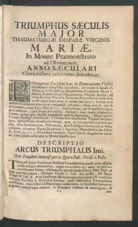 Triumphus Saeculis Major Thaumaturgae Deiparae Virginis Mariae ...