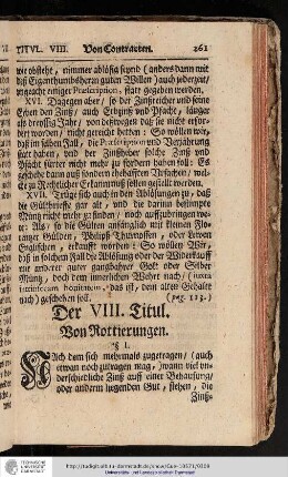 Der VIII. Titul. Von Rottierungen
