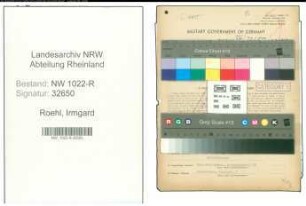 Entnazifizierung Irmgard Roehl , geb. 07.08.1918 (Sekretaerin)
