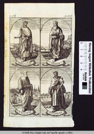 Die Heiligen Tertullian, Origen, St. Babylas und St. Cyprian.