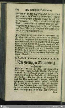 Die zwanzigste Betrachtung am Freytage