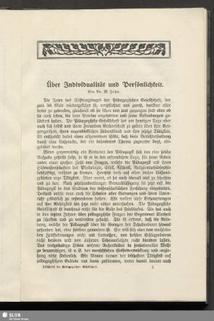 Über Individualität und Persönlichkeit