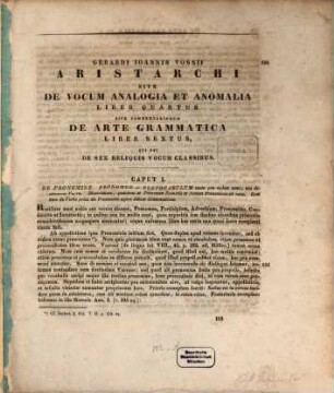 Gerardi Ioannis Vossii Aristarchus sive de arte grammatica libri septem, [3]. Liber sextus, qui est de sex reliquis vocum classibus