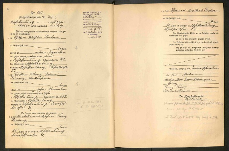 Standesamtsbuch der Stadt Aschaffenburg: Eheschließungen 252/1930 - 130/1931