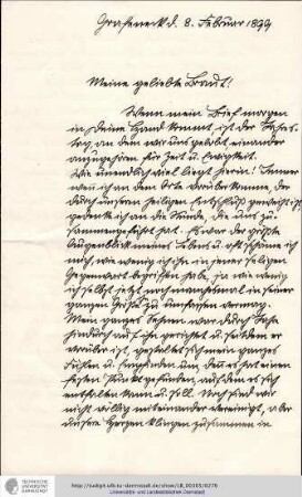 Brief vom 08.02.1899