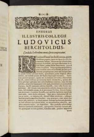 19r-20v, Ephorus illustris collegii Ludovicus Berchtoldus