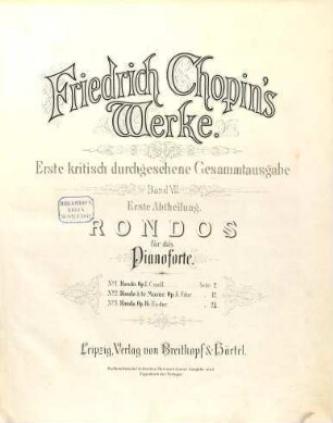 Friedrich Chopin's Werke. 7,1, Rondos für das Pianoforte