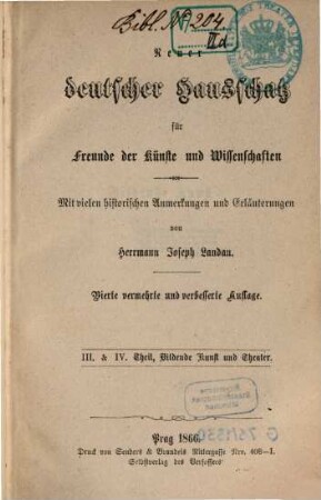 Neuer deutscher Hausschatz für Freunde der Künste und Wissenschaften : mit vielen historischen Anmerkungen u. Erläuterungen, 3/4