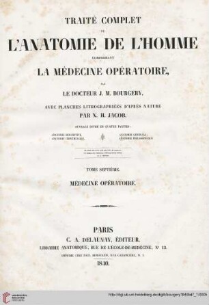 Band 7, Text: Traité complet de l'anatomie de l'homme: comprenant la médicine opératoire: Médecine opératoire