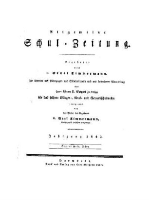 Titelblatt für März 1842 : [Heft 35 - 51]