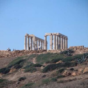 Kap Sunion, Poseidon-Tempel, Poseidon-Tempel, ehemals 6:13 Säulen, Marmor, nach 448 v. Chr. Blick von Osten