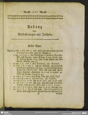 Anhang von Verbesserungen und Zusätzen