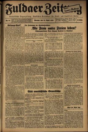 Ausgabe vom Montag, den 25. April 1938.