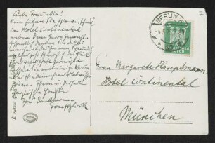 Brief von Josef Block an Margarete Hauptmann