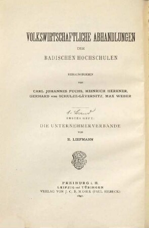 Die Unternehmerverbände : (Konventionen, Kartelle) ; ihr Wesen und ihre Bedeutung