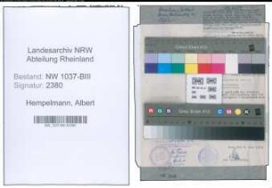 Entnazifizierung Albert Hempelmann , geb. 14.01.1889 (Wirtschaftspruefer)