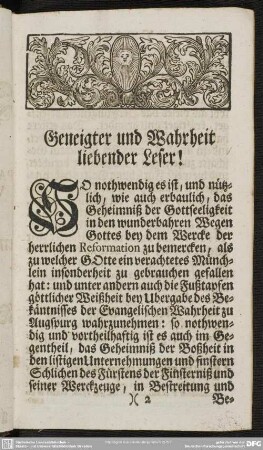 Geneigter und Wahrheit liebender Leser!