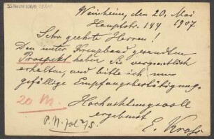 Brief an B. Schott's Söhne : 20.05.1907