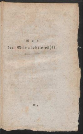 Von der Moralphilosophie