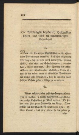 Die Wirkungen beyderley Beschaffenheiten, und selbst der vollkommensten Gesundheit.