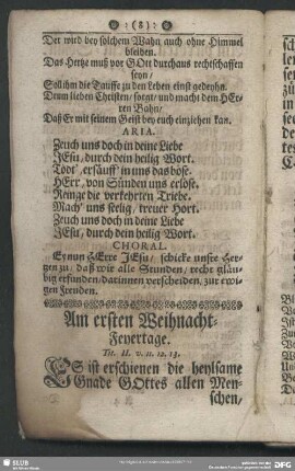 Am ersten Weihnacht-Feyertage