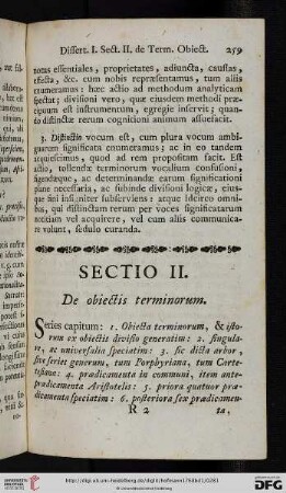 Sectio II: De obiectis terminorum