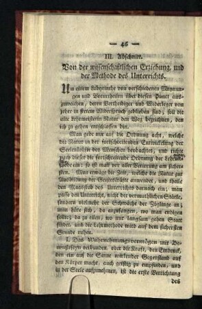 III. Abschnitt: Von der wissenschaftlichen Erziehung, und der Methode des Unterrichts