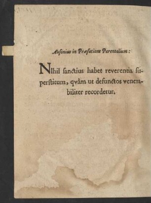Ausonius in Praefatione Parentalium: